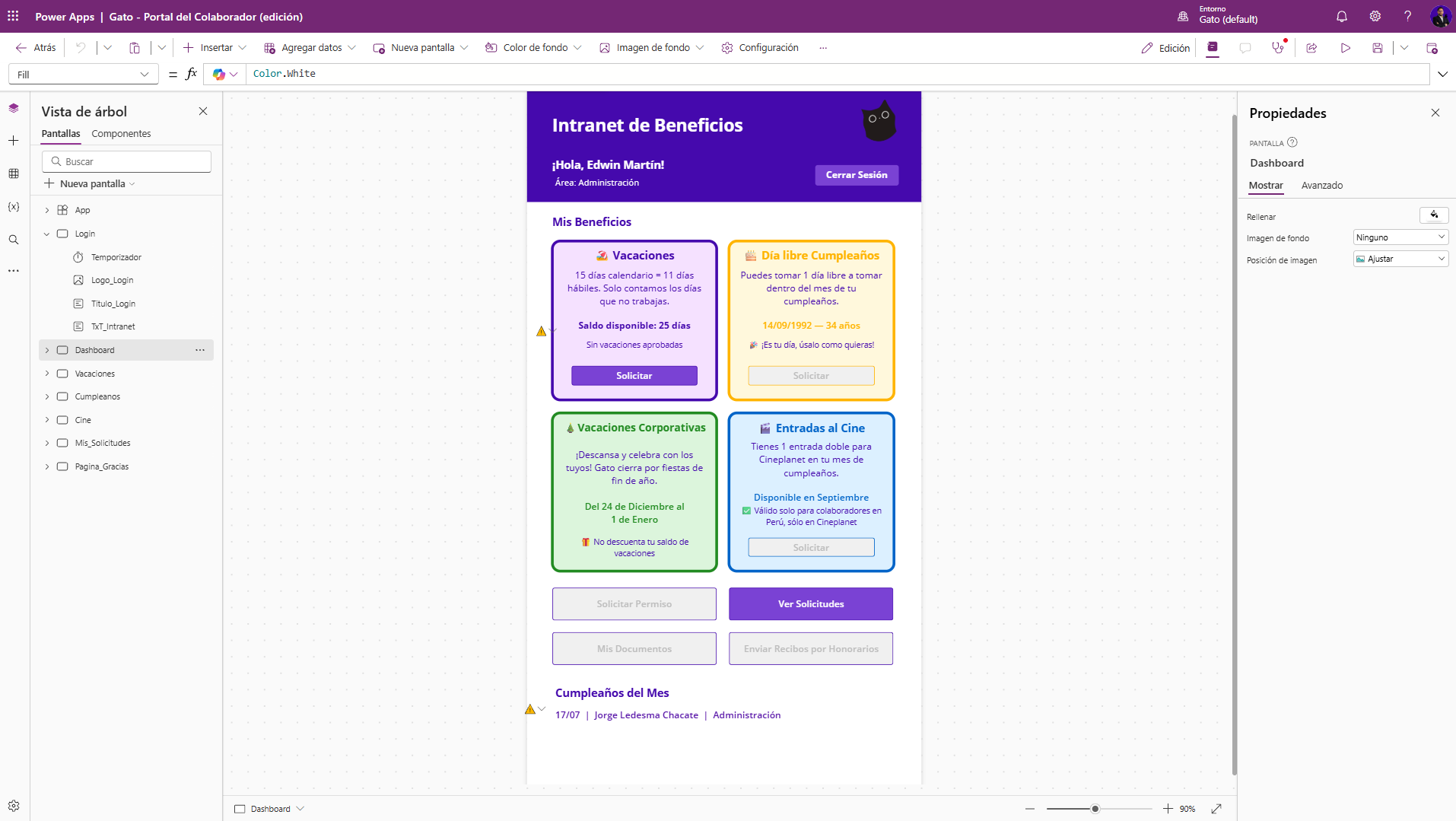 Portal del Colaborador — editor Power Apps